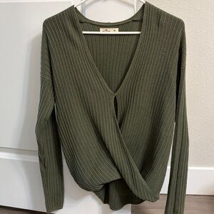 Hollister Ribbed Olive Green Top